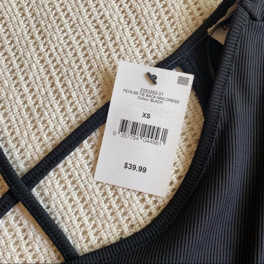 πNEWπ Cotton On Feya Tie Back Dress Black XS - Picture 4 of 6